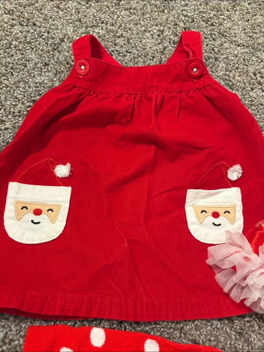 Red & White Baby Christmas Dress Set - Festive Polka Dot Leg Warmers